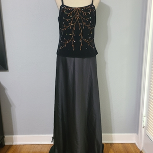 Karen Miller Long Black Dress‎ with Jacket Size 10
